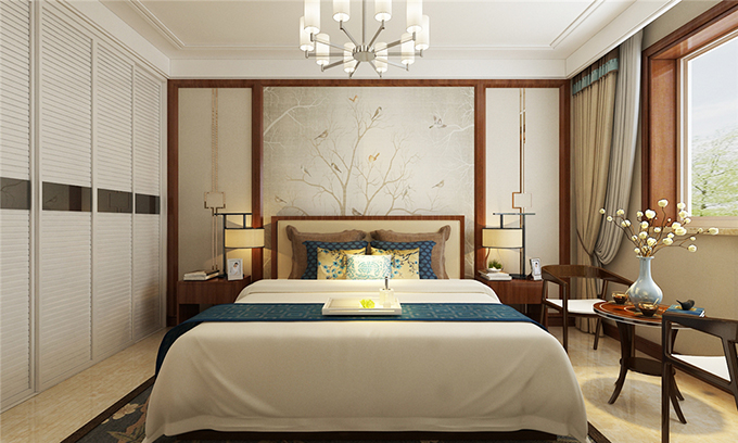 新中式裝修風格70平米主臥裝修效果圖